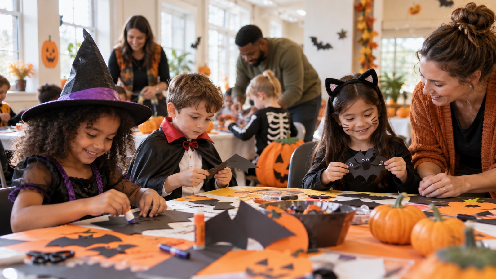 Costumed children at a Halloween activity